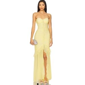 MAJORELLE Strapless Yellow Dress